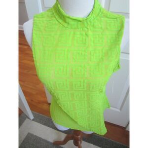 NWT JOLIE & JOY MINT GREEN SHEER SLEEVELESS GEOMETRIC  BODYSUIT  1X